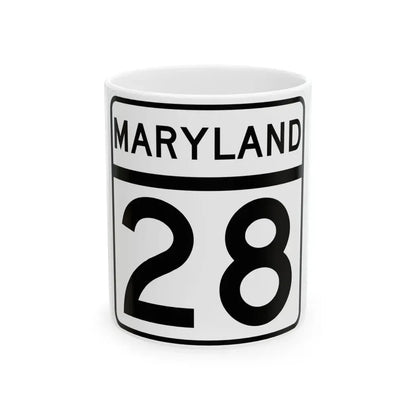 MD Route 28 (Maryland) (Road Sign) White Coffee Mug 11oz - Go Mug Yourself