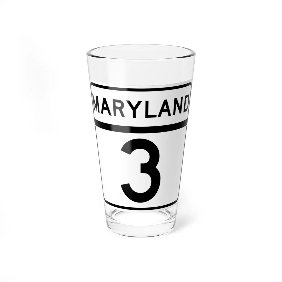 MD Route 3 (Maryland) (Road Sign) Pint Glass 16oz 16oz - Go Mug Yourself