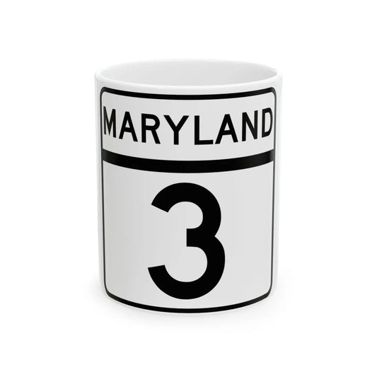 MD Route 3 (Maryland) (Road Sign) White Coffee Mug 11oz - Go Mug Yourself