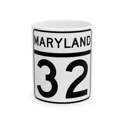 MD Route 32 (Maryland) (Road Sign) White Coffee Mug 11oz - Go Mug Yourself