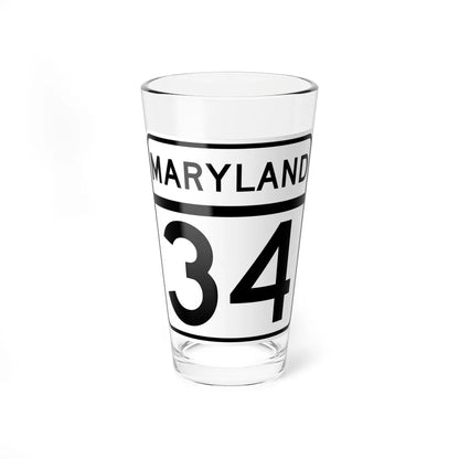 MD Route 34 (Maryland) (Road Sign) Pint Glass 16oz - Go Mug Yourself