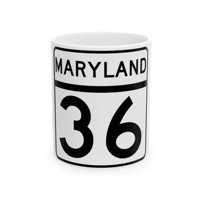MD Route 36 (Maryland) (Road Sign) White Coffee Mug 11oz - Go Mug Yourself