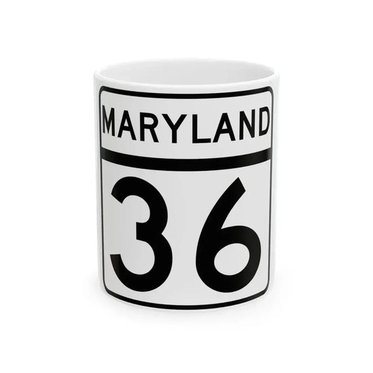 MD Route 36 (Maryland) (Road Sign) White Coffee Mug 11oz - Go Mug Yourself