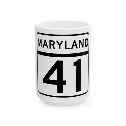MD Route 41 (Maryland) (Road Sign) White Coffee Mug 15oz - Go Mug Yourself