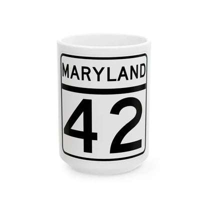 MD Route 42 (Maryland) (Road Sign) White Coffee Mug 15oz - Go Mug Yourself