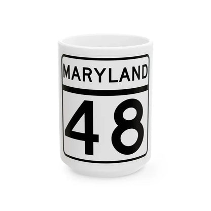 MD Route 48 (Maryland) (Road Sign) White Coffee Mug 15oz - Go Mug Yourself