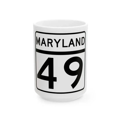 MD Route 49 (Maryland) (Road Sign) White Coffee Mug 15oz - Go Mug Yourself