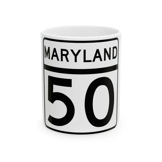 MD Route 50 (Maryland) (Road Sign) White Coffee Mug 11oz - Go Mug Yourself