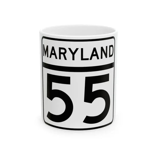 MD Route 55 (Maryland) (Road Sign) White Coffee Mug 11oz - Go Mug Yourself