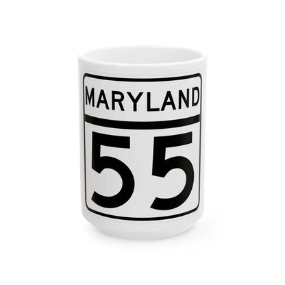 MD Route 55 (Maryland) (Road Sign) White Coffee Mug 15oz - Go Mug Yourself