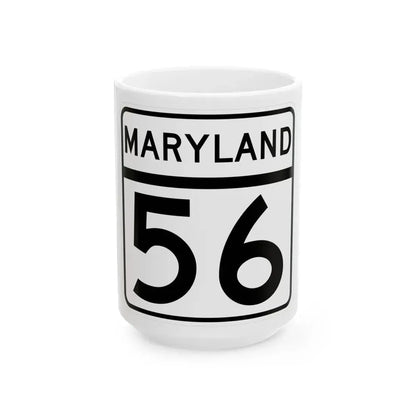 MD Route 56 (Maryland) (Road Sign) White Coffee Mug 15oz - Go Mug Yourself