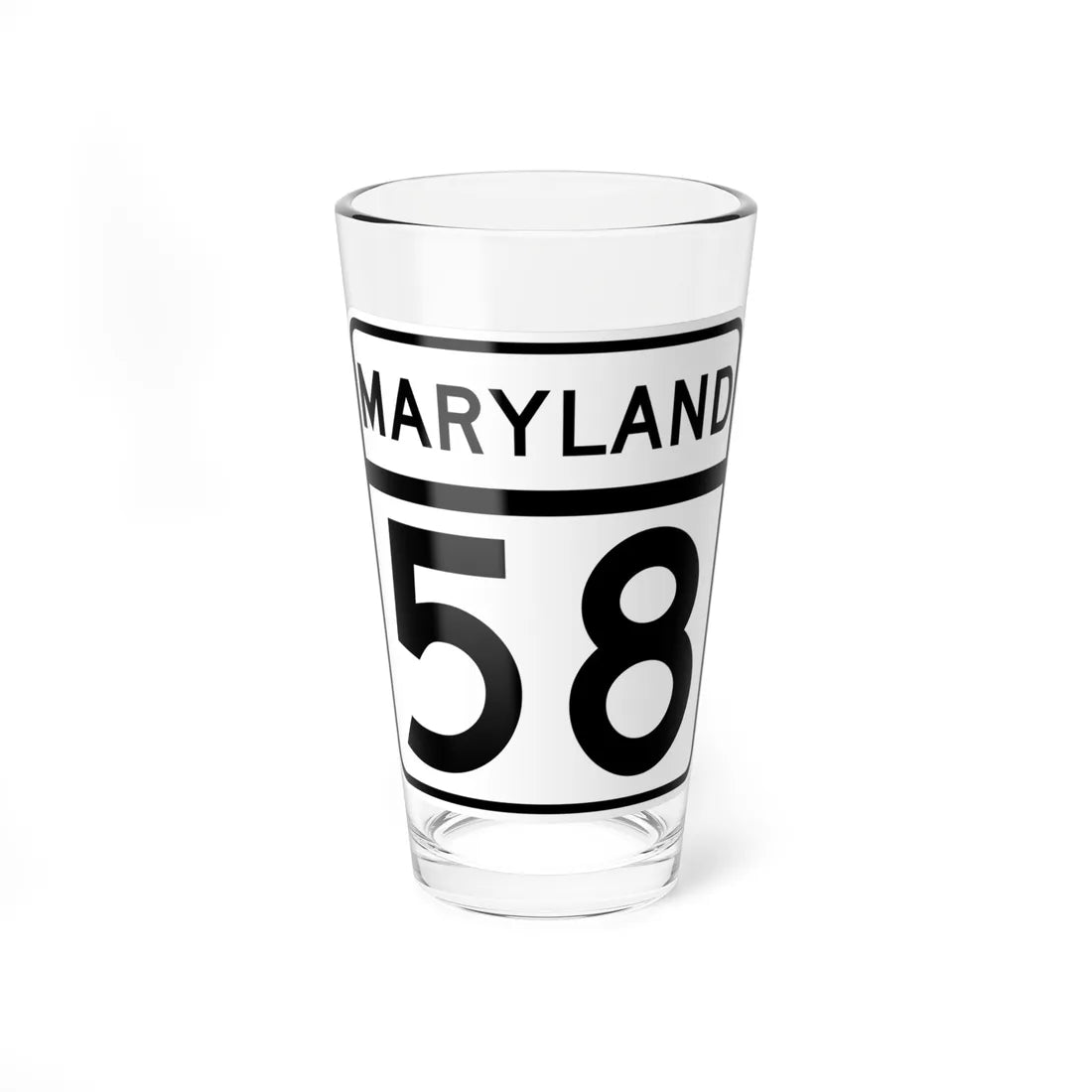 MD Route 58 (Maryland) (Road Sign) Pint Glass 16oz 16oz - Go Mug Yourself