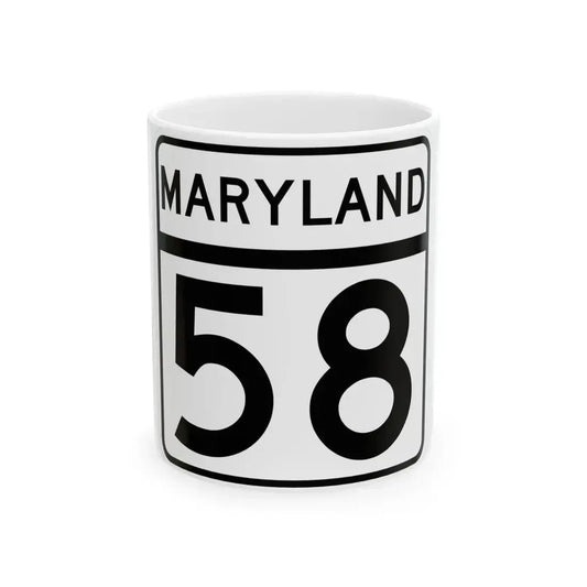 MD Route 58 (Maryland) (Road Sign) White Coffee Mug 11oz - Go Mug Yourself