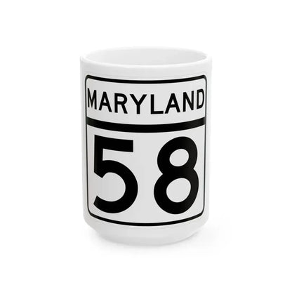 MD Route 58 (Maryland) (Road Sign) White Coffee Mug 15oz - Go Mug Yourself
