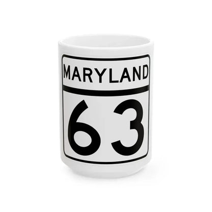 MD Route 63 (Maryland) (Road Sign) White Coffee Mug 15oz - Go Mug Yourself