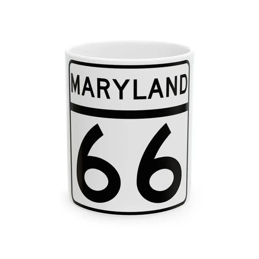 MD Route 66 (Maryland) (Road Sign) White Coffee Mug 11oz - Go Mug Yourself