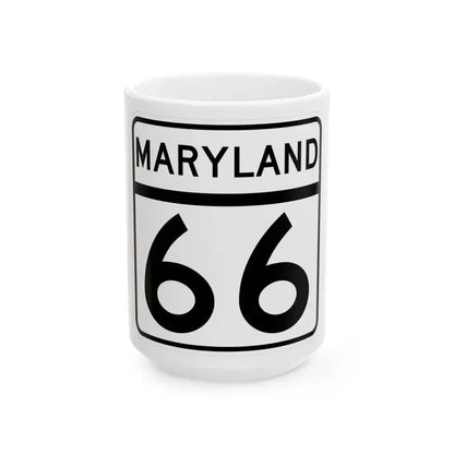 MD Route 66 (Maryland) (Road Sign) White Coffee Mug 15oz - Go Mug Yourself