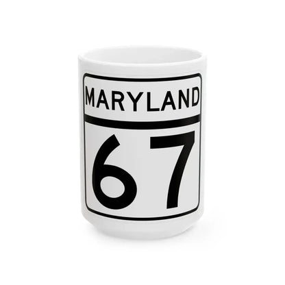 MD Route 67 (Maryland) (Road Sign) White Coffee Mug 15oz - Go Mug Yourself