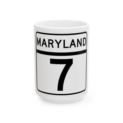 MD Route 7 (Maryland) (Road Sign) White Coffee Mug 15oz - Go Mug Yourself
