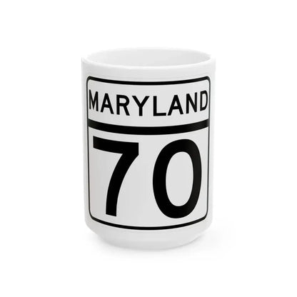 MD Route 70 (Maryland) (Road Sign) White Coffee Mug 15oz - Go Mug Yourself