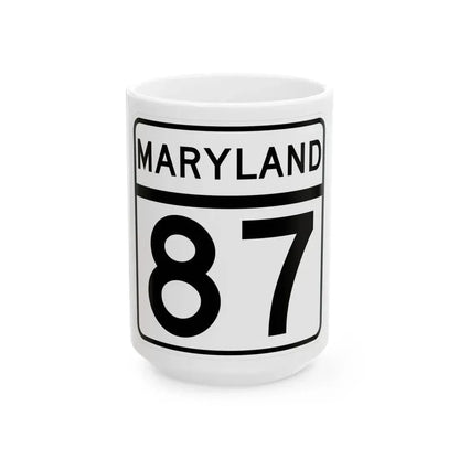 MD Route 87 (Maryland) (Road Sign) White Coffee Mug 15oz - Go Mug Yourself