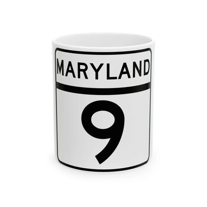 MD Route 9 (Maryland) (Road Sign) White Coffee Mug 11oz - Go Mug Yourself