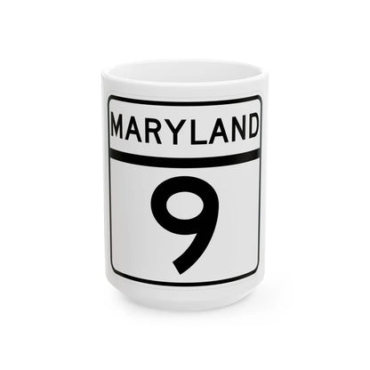 MD Route 9 (Maryland) (Road Sign) White Coffee Mug 15oz - Go Mug Yourself