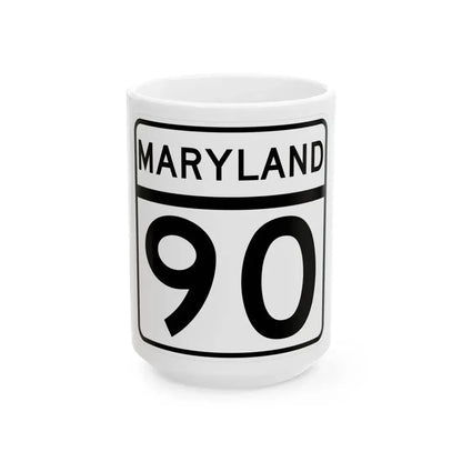 MD Route 90 (Maryland) (Road Sign) White Coffee Mug 15oz - Go Mug Yourself