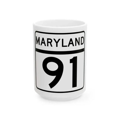 MD Route 91 (Maryland) (Road Sign) White Coffee Mug 15oz - Go Mug Yourself
