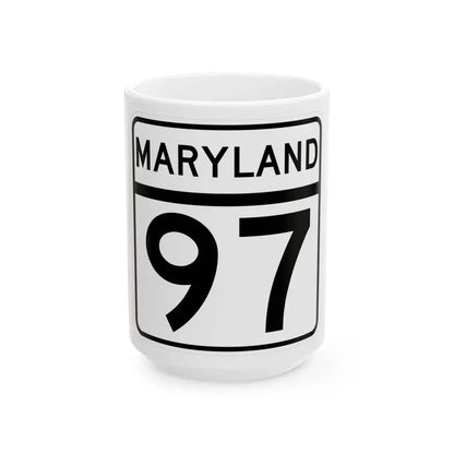 MD Route 97 (Maryland) (Road Sign) White Coffee Mug 15oz - Go Mug Yourself