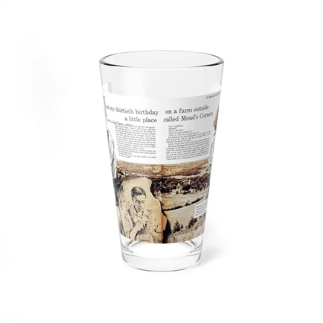 Mead's Corners, Woman's Day, January 1951 (Magazine Illustration) Pint Glass 16oz 16oz - Go Mug Yourself