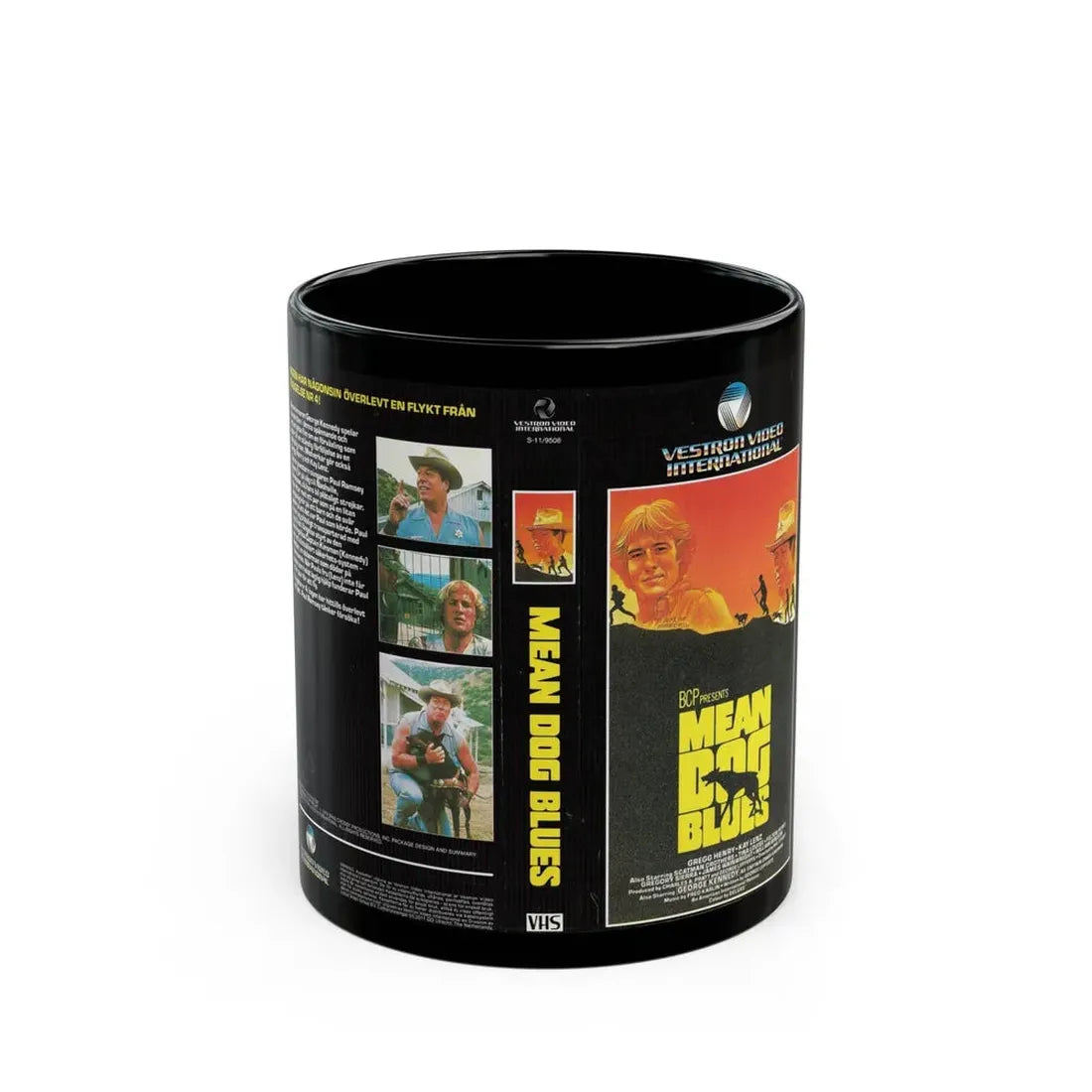 MEAN DOG BLUES SWEDISH (VHS COVER) - Black Coffee Mug 11oz - Go Mug Yourself