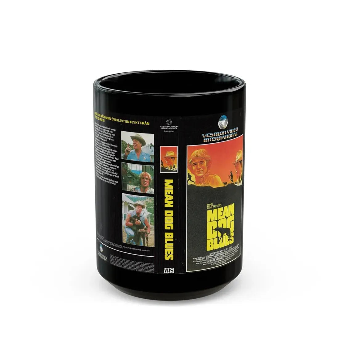 MEAN DOG BLUES SWEDISH (VHS COVER) - Black Coffee Mug 15oz - Go Mug Yourself