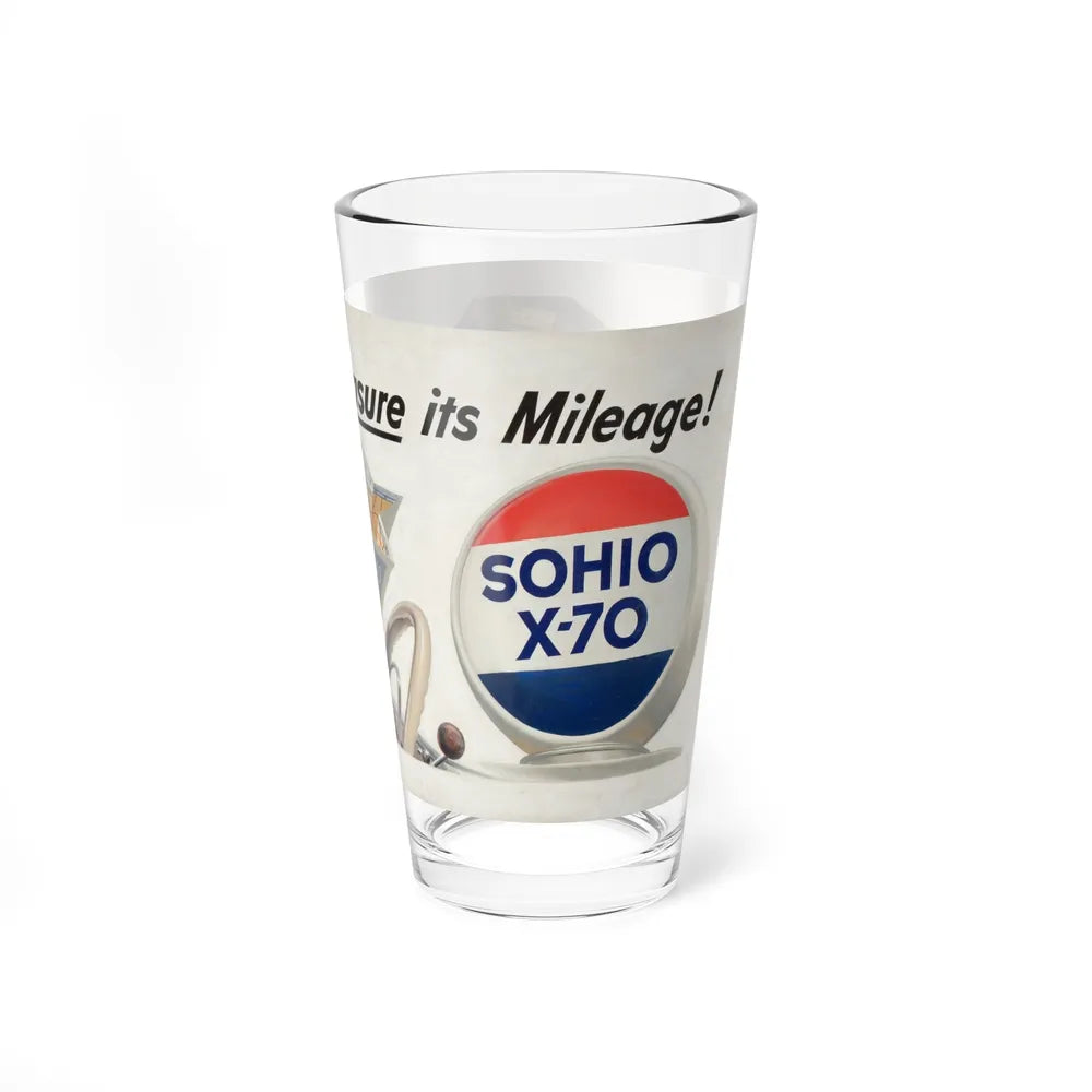 Measure is Mileage! Sohio billboard advertisement (Magazine Illustration) Pint Glass 16oz-Go Mug Yourself