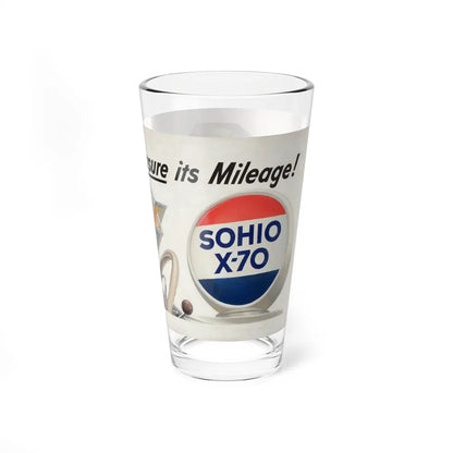 Measure is Mileage! Sohio billboard advertisement (Magazine Illustration) Pint Glass 16oz-Go Mug Yourself