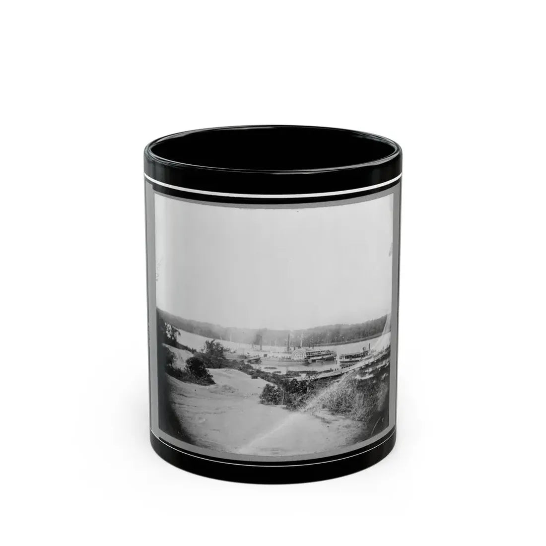 Medical Supply Boat  Planter  On Appomattox River, Virginia (U.S. Civil War) Black Coffee Mug 11oz - Go Mug Yourself