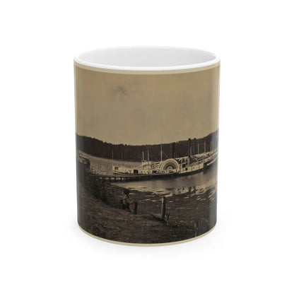 Medical Supply Ships Connecticut And Planter Docked At A Wharf On The Appomattox River (U.S. Civil War) White Coffee Mug-11oz-Go Mug Yourself