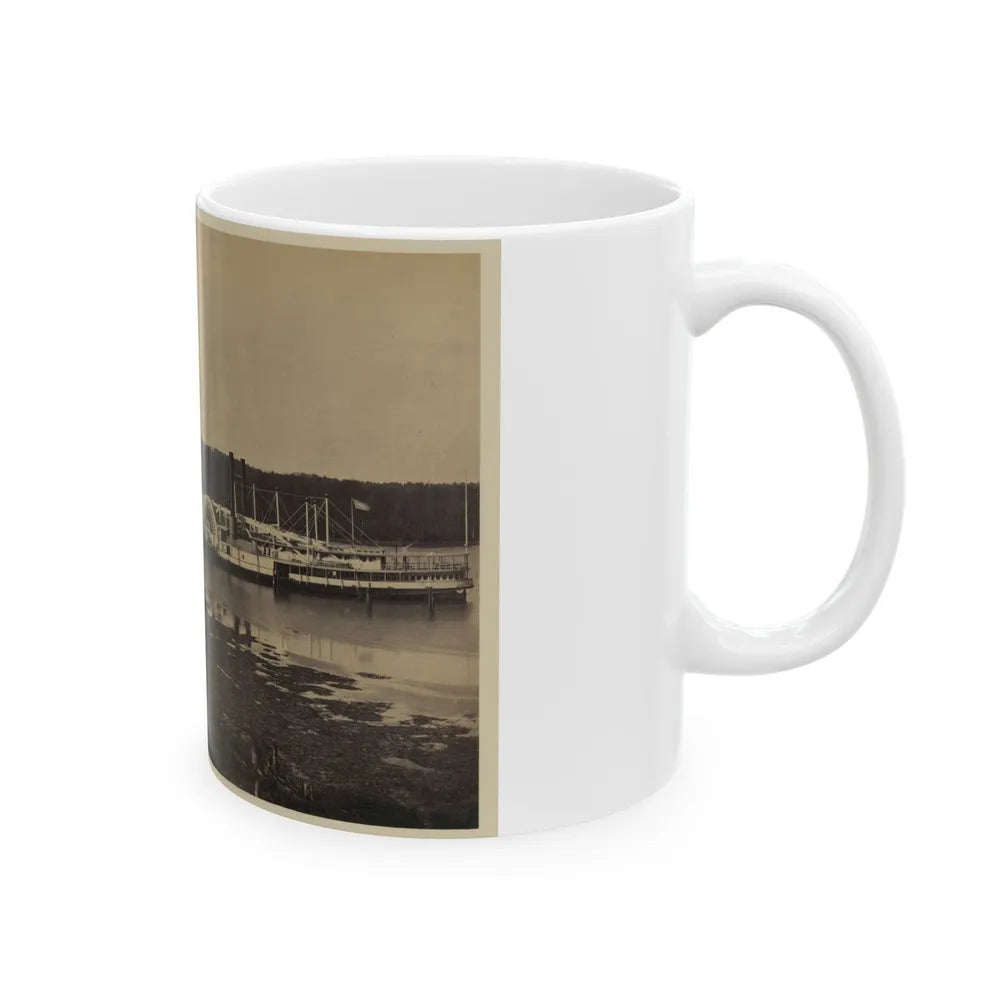 Medical Supply Ships Connecticut And Planter Docked At A Wharf On The Appomattox River (U.S. Civil War) White Coffee Mug-Go Mug Yourself