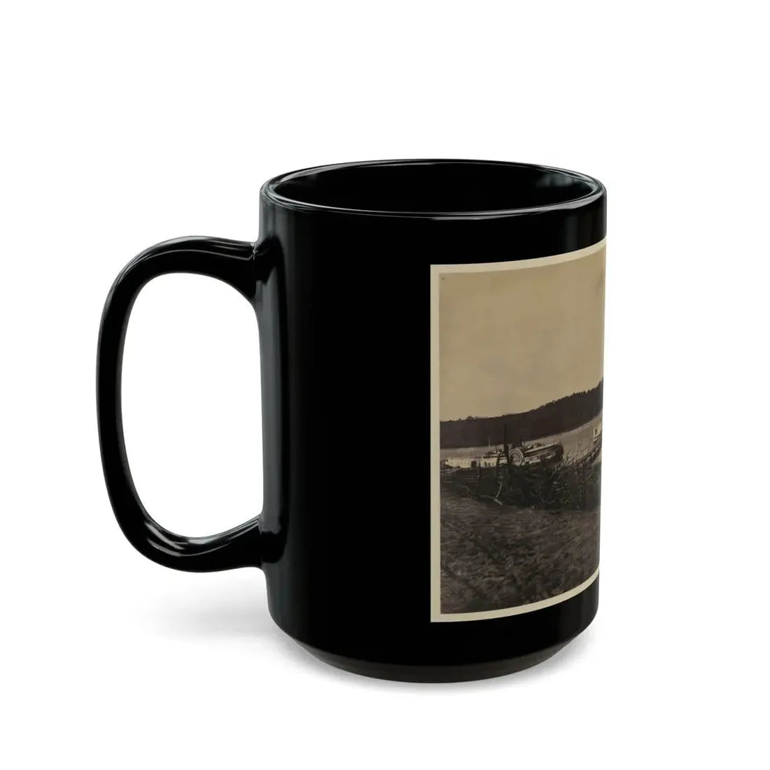 Medical Supply Ships  Connecticut  And  Planter  Docked At A Wharf On The Appomattox River (U.S. Civil War) Black Coffee Mug - Go Mug Yourself