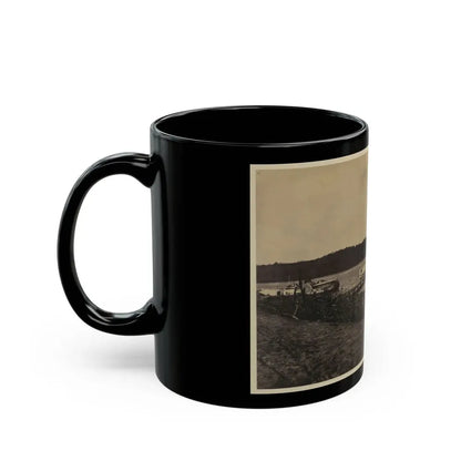 Medical Supply Ships  Connecticut  And  Planter  Docked At A Wharf On The Appomattox River (U.S. Civil War) Black Coffee Mug - Go Mug Yourself