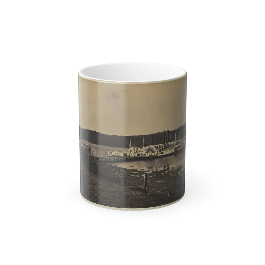 Medical Supply Ships  Connecticut  and  Planter  Docked at a Wharf on the Appomattox River (U.S. Civil War) Color Changing Coffee Mug 11oz Default Title 11oz - Go Mug Yourself