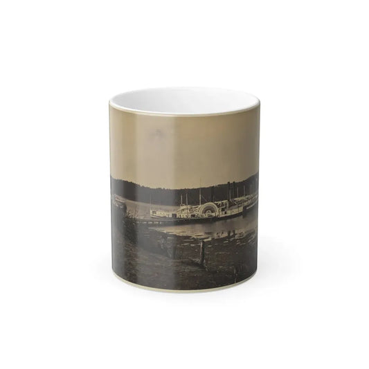 Medical Supply Ships  Connecticut  and  Planter  Docked at a Wharf on the Appomattox River (U.S. Civil War) Color Changing Coffee Mug 11oz Default Title 11oz - Go Mug Yourself