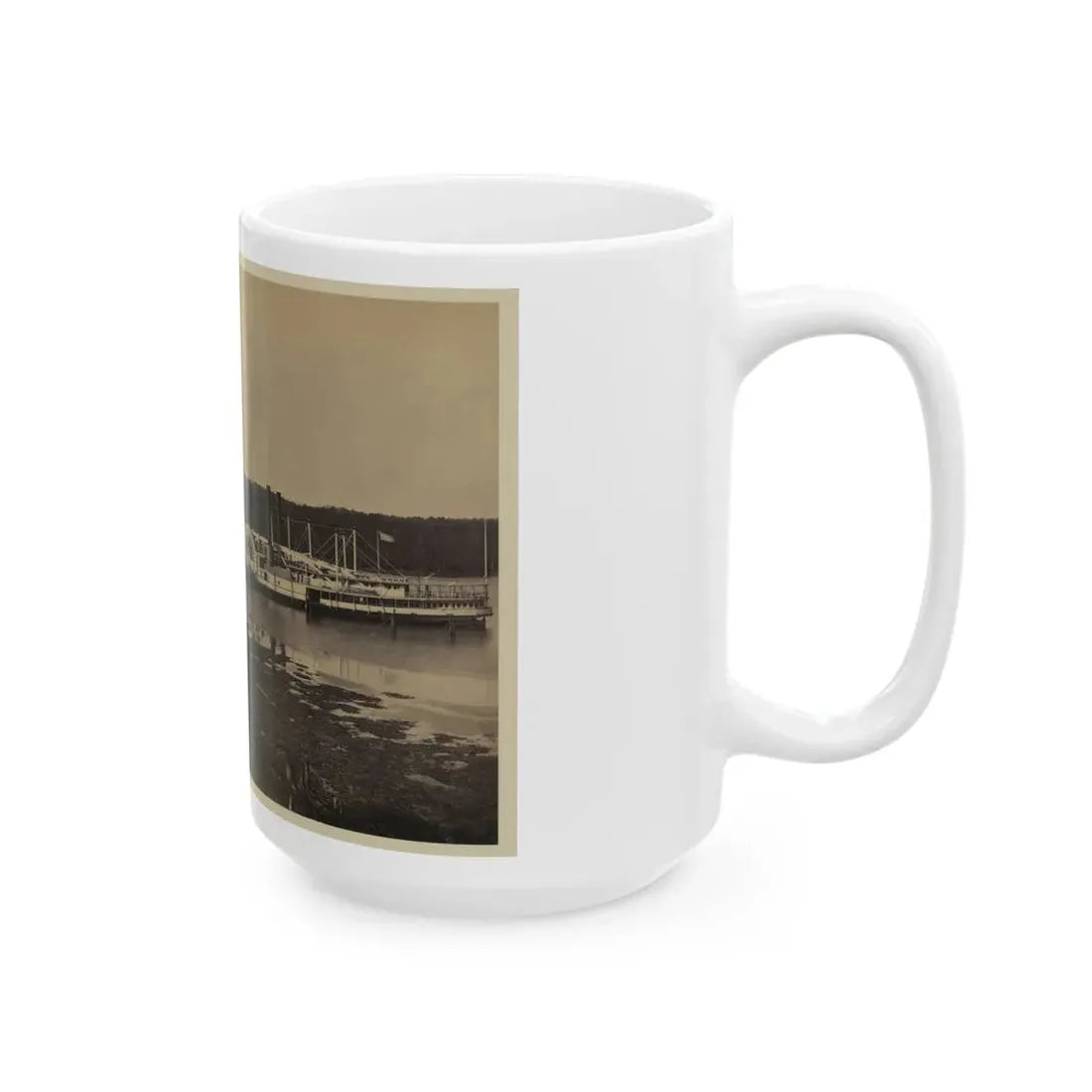 Medical Supply Ships  Connecticut  And  Planter  Docked At A Wharf On The Appomattox River (U.S. Civil War) White Coffee Mug - Go Mug Yourself