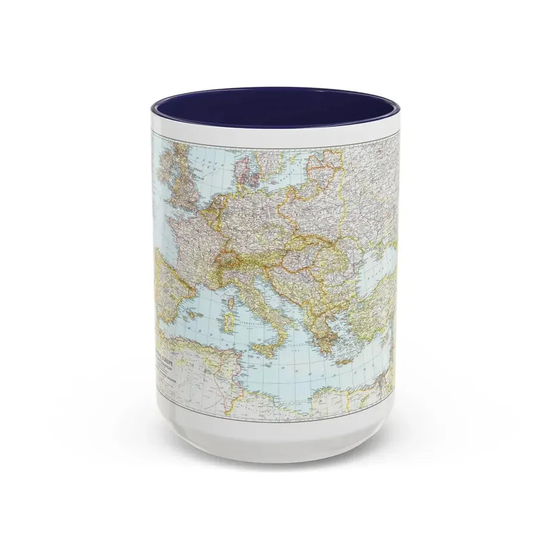 Mediterranean as of September 1 (1939) (Map) Accent Coffee Mug 15oz Navy - Go Mug Yourself
