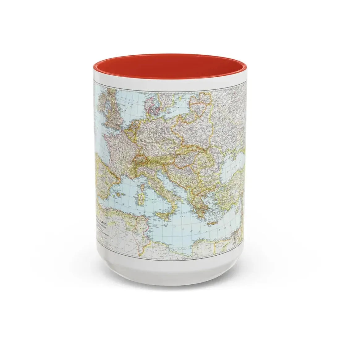 Mediterranean as of September 1 (1939) (Map) Accent Coffee Mug 15oz Red - Go Mug Yourself