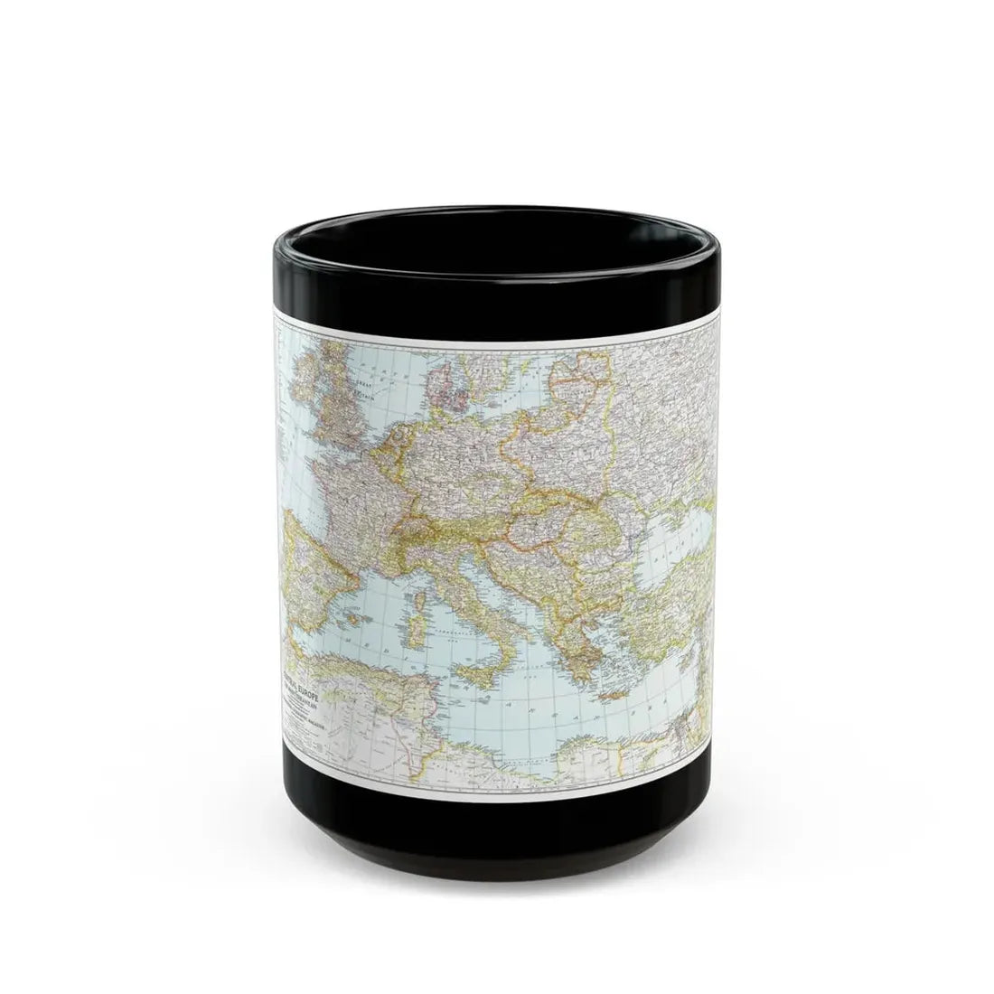 Mediterranean as of September 1 (1939) (Map) Black Coffee Mug 15oz - Go Mug Yourself