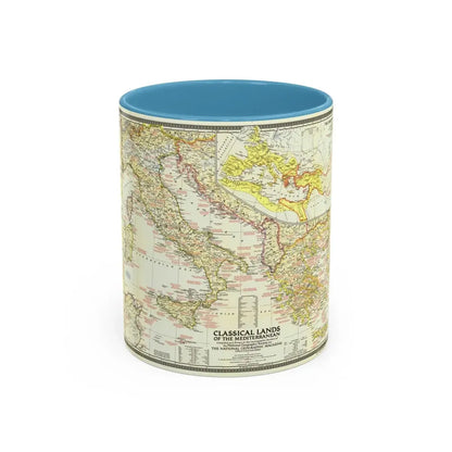 Mediterranean - Classical Lands (1949) (Map) Accent Coffee Mug 11oz Light Blue - Go Mug Yourself