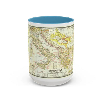 Mediterranean - Classical Lands (1949) (Map) Accent Coffee Mug 15oz Light Blue - Go Mug Yourself