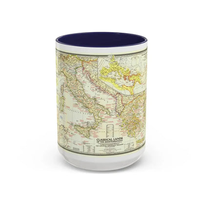 Mediterranean - Classical Lands (1949) (Map) Accent Coffee Mug 15oz Navy - Go Mug Yourself
