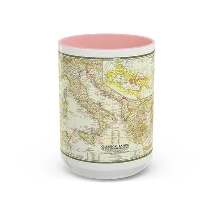 Mediterranean - Classical Lands (1949) (Map) Accent Coffee Mug 15oz Pink - Go Mug Yourself